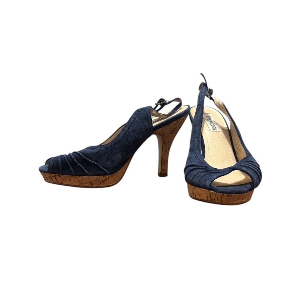 Steve Madden Pursue Suede Leather Slingback Heels in Blue Size 8